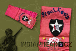 INDIANHEAD.CZ IM80001 US 2ID K-WAR SILK SCARF HAND EMBROIDERED 2ND INFANTRY DIVISION PATCH SEOUL KOREA 1952